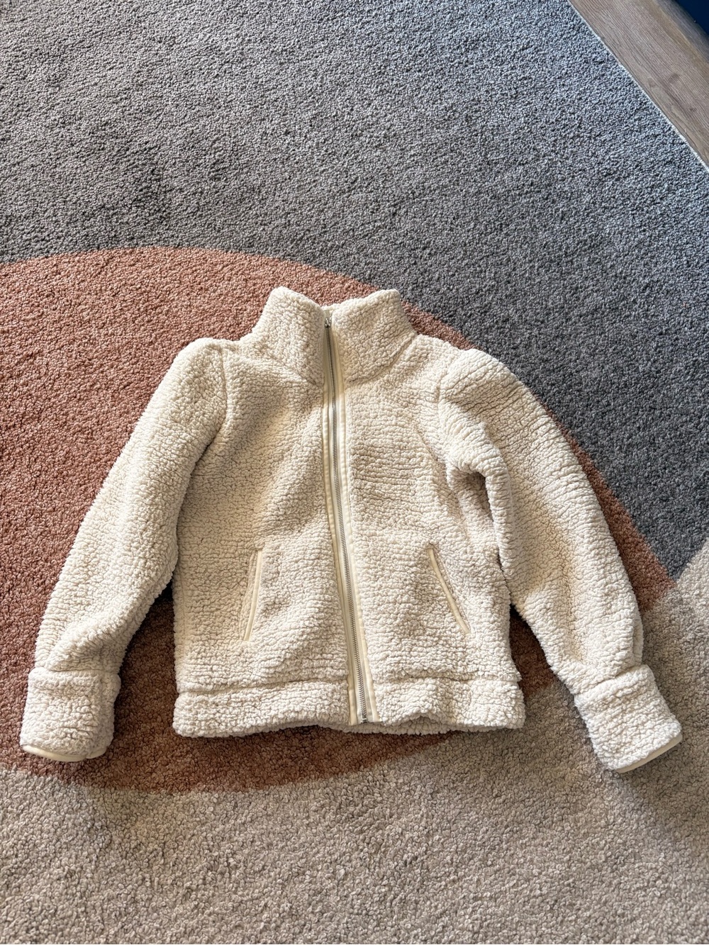 Plush Teddy Funnel-Neck Puff-Sleeves Jacket Faux Leather Trim #boho biker cottag